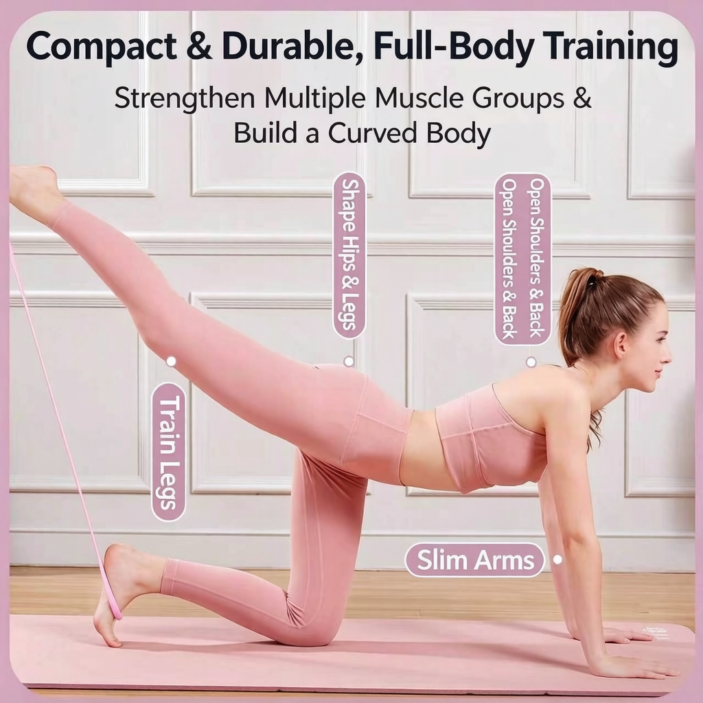 Contivara Resistance Band, 8-Shaped Silicone Workout Band for Shoulder, Back, Arm and Leg Training, Portable Fitness Equipment for Home Gym