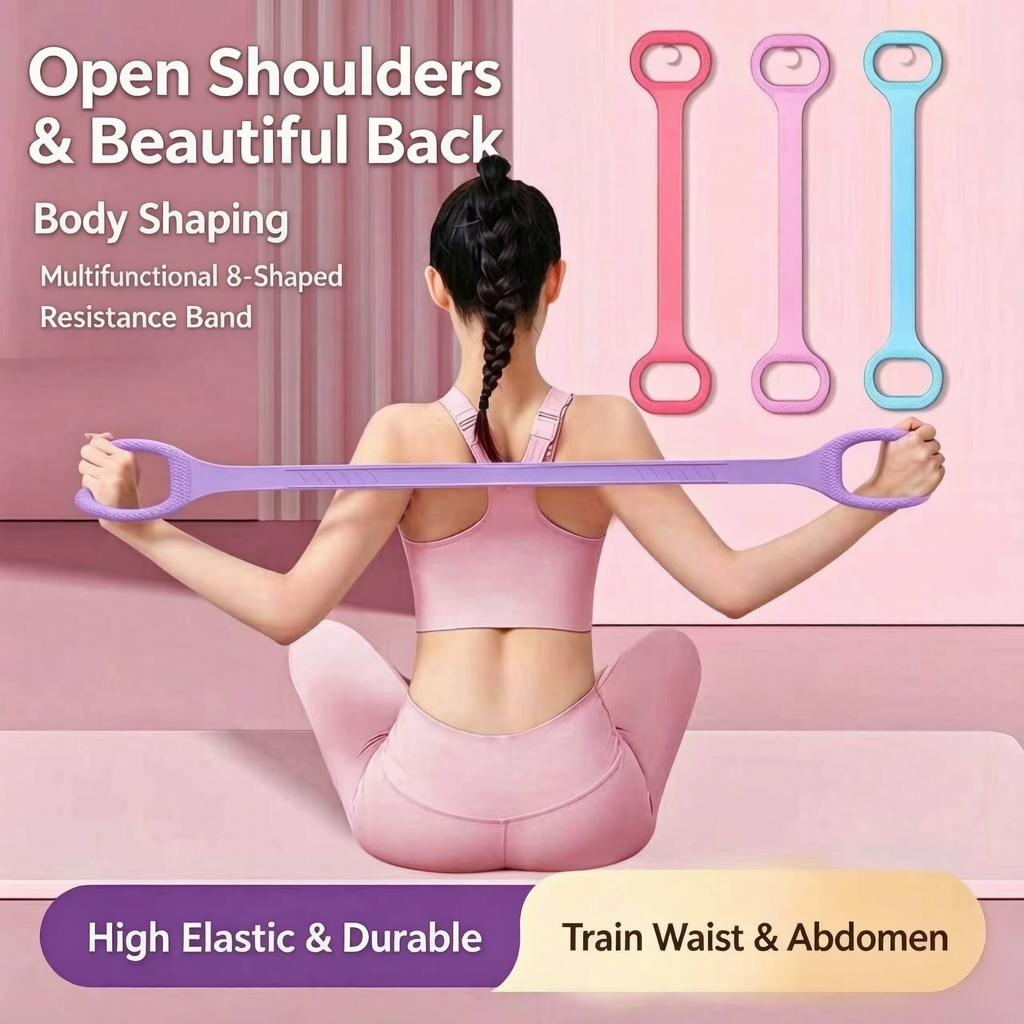 Contivara Resistance Band, 8-Shaped Silicone Workout Band for Shoulder, Back, Arm and Leg Training, Portable Fitness Equipment for Home Gym