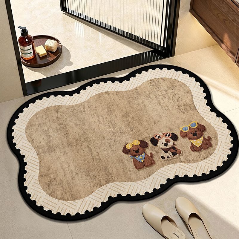 Contivara Soft Diatomaceous Earth Bath Mat, Instant Absorbent Quick Dry Bathroom Rug, Non-Slip Rubber Back Cute Cartoon Entryway Floor Mat for Shower Room