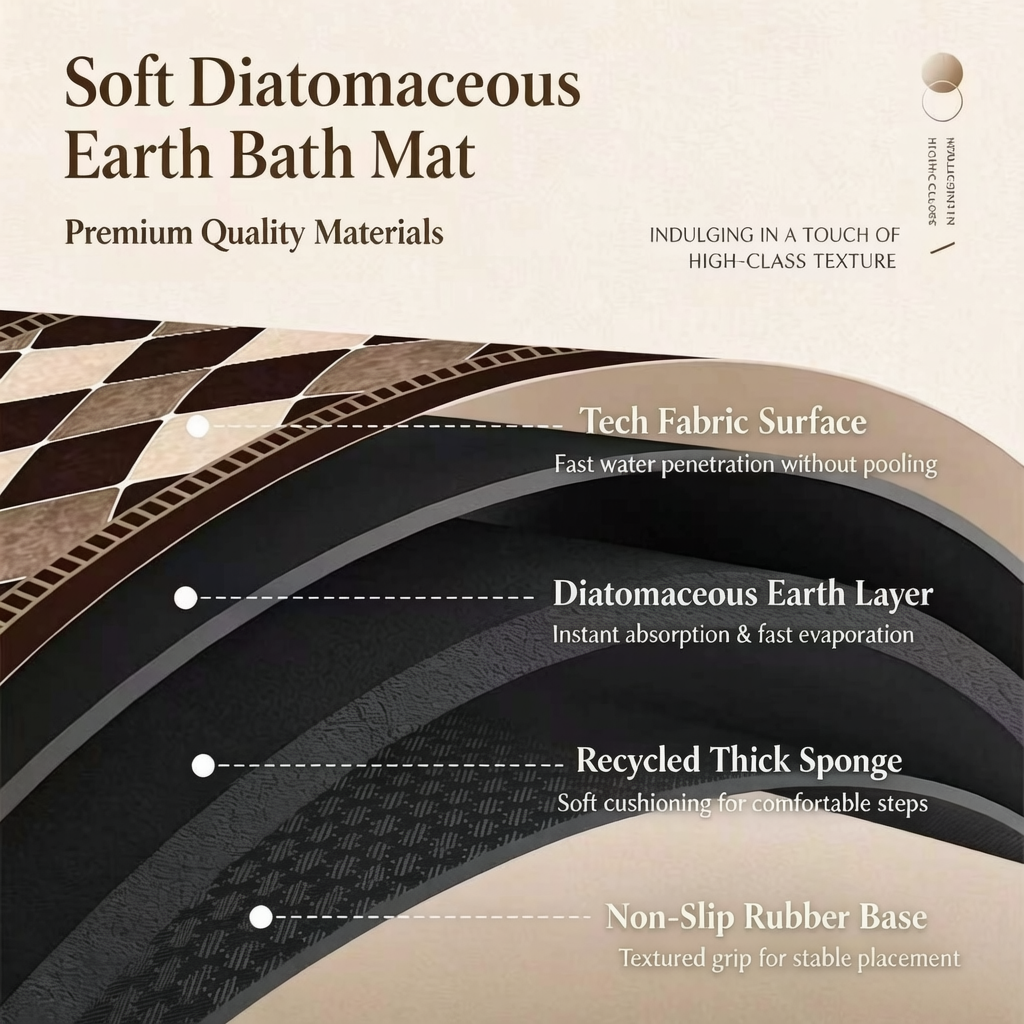Contivara Soft Diatomaceous Earth Bath Mat, Instant Absorbent Quick Dry Bathroom Rug, Non-Slip Rubber Back Cute Cartoon Entryway Floor Mat for Shower Room