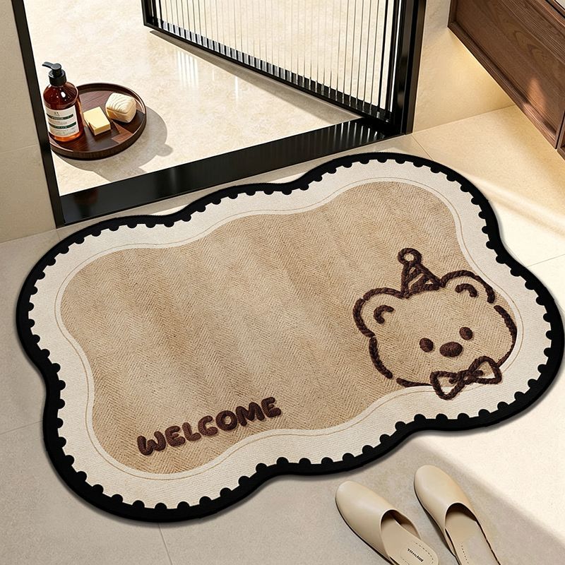 Contivara Soft Diatomaceous Earth Bath Mat, Instant Absorbent Quick Dry Bathroom Rug, Non-Slip Rubber Back Cute Cartoon Entryway Floor Mat for Shower Room