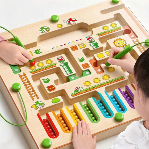 Contivara Magnetic Maze Toy for Kids, Magnetic Pen Bead Maze Game, Color Sorting & Number Counting Early Learning Puzzle Toy, Fine Motor & Focus Training Educational Toy for Toddlers Boys Girls