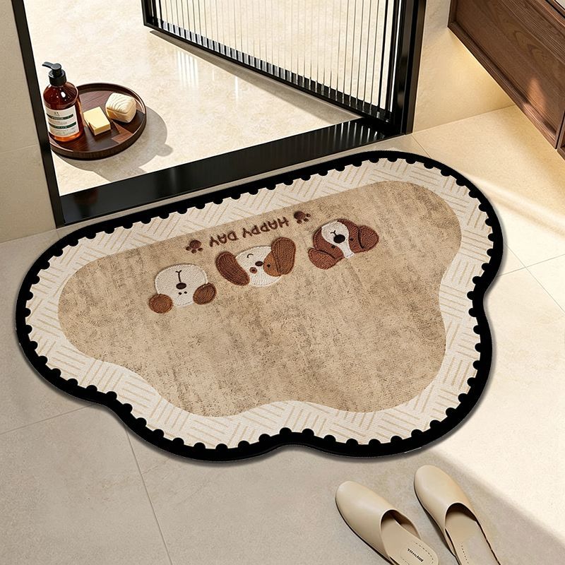 Contivara Soft Diatomaceous Earth Bath Mat, Instant Absorbent Quick Dry Bathroom Rug, Non-Slip Rubber Back Cute Cartoon Entryway Floor Mat for Shower Room