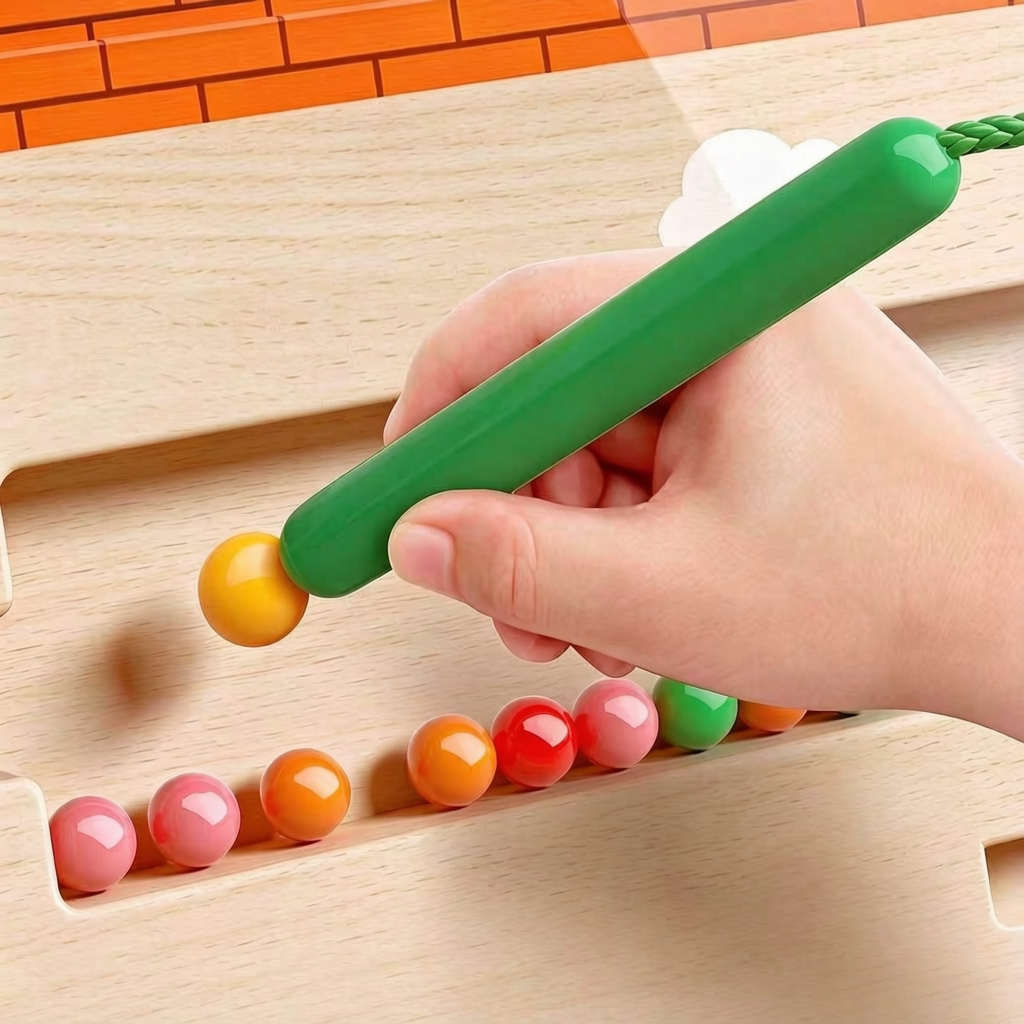 Contivara Magnetic Maze Toy for Kids, Magnetic Pen Bead Maze Game, Color Sorting & Number Counting Early Learning Puzzle Toy, Fine Motor & Focus Training Educational Toy for Toddlers Boys Girls