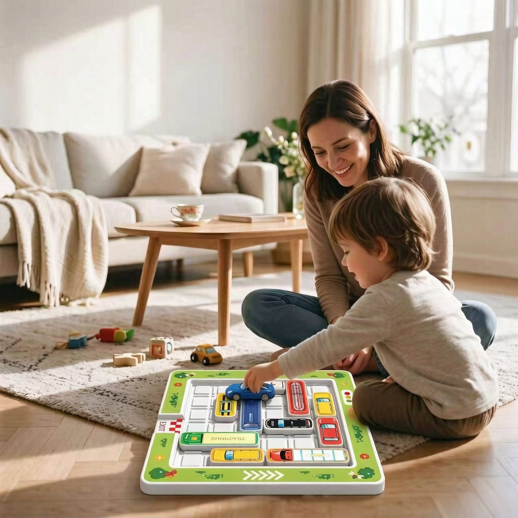 Contivara Car Escape Parking Logic Puzzle Toy, Traffic Jam Sliding Vehicle Game, Parent-Child Interactive Brain Teaser Board Game for Boys Girls