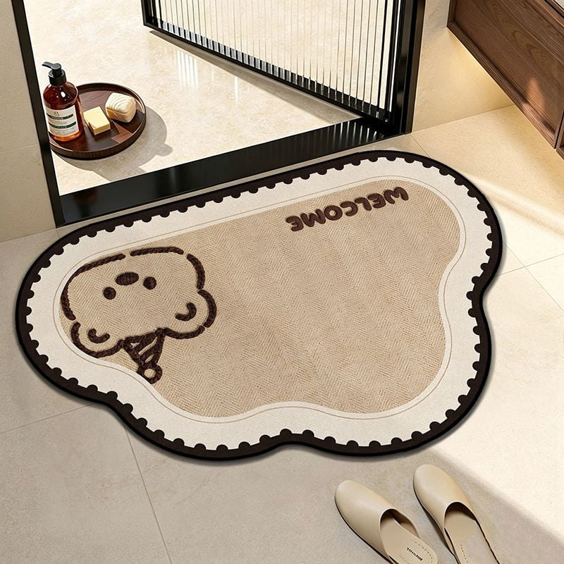 Contivara Soft Diatomaceous Earth Bath Mat, Instant Absorbent Quick Dry Bathroom Rug, Non-Slip Rubber Back Cute Cartoon Entryway Floor Mat for Shower Room